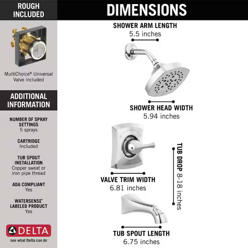 Single-Handle 5-Spray Tub and Shower Faucet in Chrome L985901