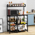 White Industrial Kitchen Cart with Wire Basket and 6 Hooks L574978