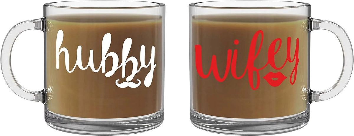 13 Oz Glass Coffee Mug Couples Sets O42796