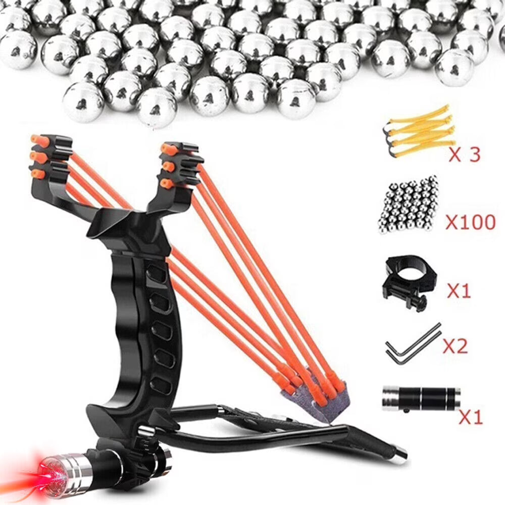 Slingshot with 100 Ammo Balls and 3 Bands X389