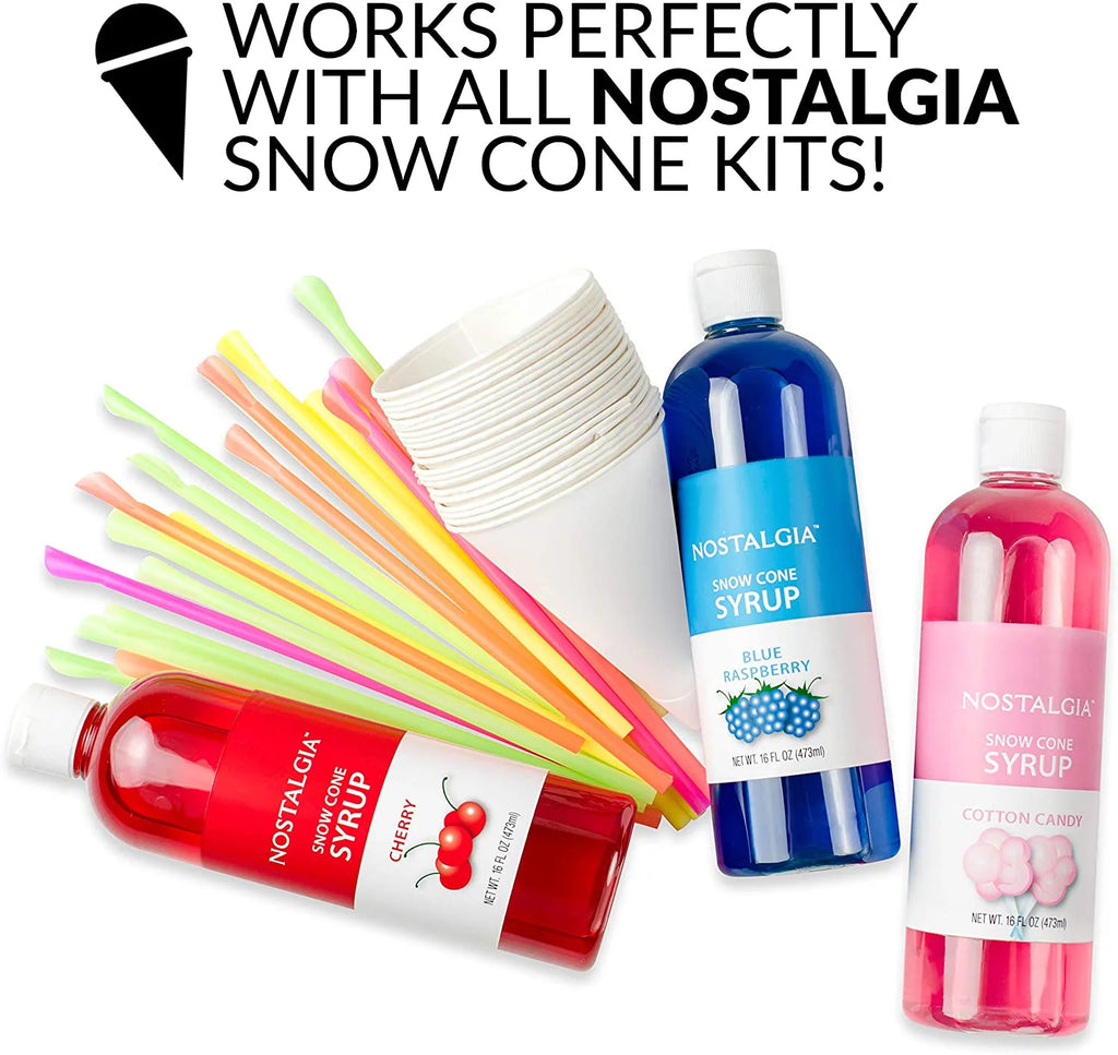Retro Red Countertop Snow Cone Maker with 2 Reusable Plastic Cups & Ice Scoop A52400