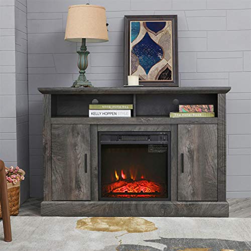 Electric Fireplace TV Stand Entertainment Center Corner Fire Place Heaters Tv Console for TVs up to 42" Wide, Rustic S9446