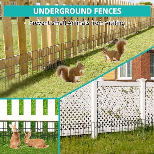 25 Panels No Dig Rustproof Metal Garden Fence, 17in x 27ft G7469