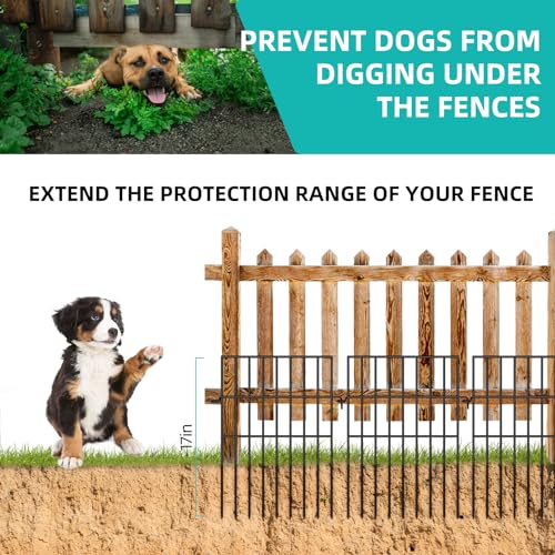 25 Panels No Dig Rustproof Metal Garden Fence, 17in x 27ft G7469