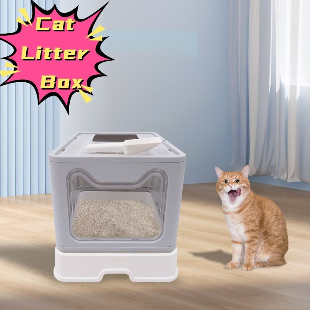 16.14" Foldable Enclosed Cat Litter Box with Lid C8113