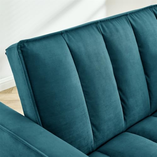 Black Velvet Convertible Sleeper Sofa Bed R38616