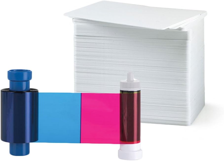 Magicard MA300YMCKO Color Ribbon - YMCKO - 300 Prints with Bodno Premium CR80 30 Mil Graphic Quality PVC Cards - Qty 300 I177