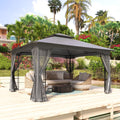 13x11 Patio Gazebo with Mosquito Netting, Two-Tier Canopy Tent B876948