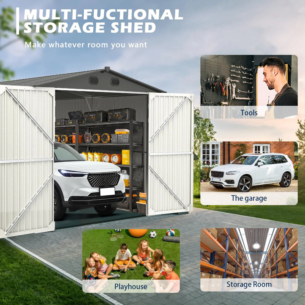 20x13 ft Metal Garage Shed with 2 Doors and 4 Vents T938151