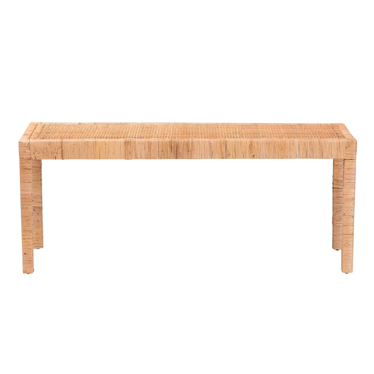 Natural Rattan and Mahogany Wood Accent Bench Z47751
