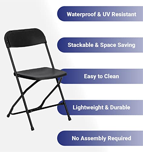 Blue 4 Pack Heavy Duty Poly Plastic Stackable Folding Chairs E55070