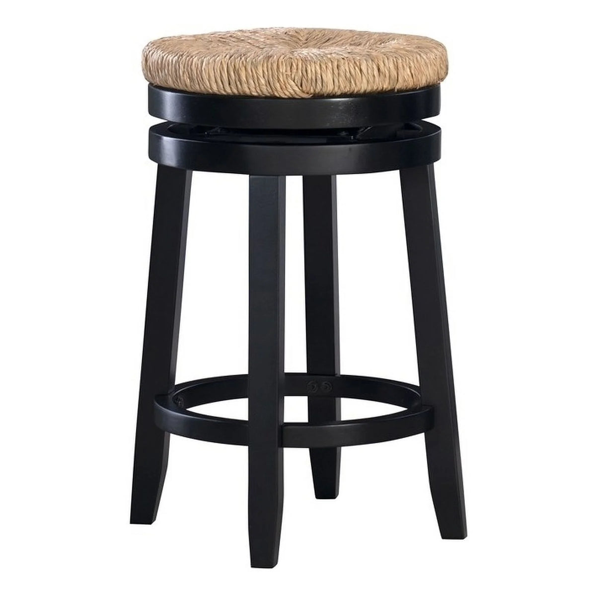 Black Wood Swivel Counter Stool Set of 2 Q78677