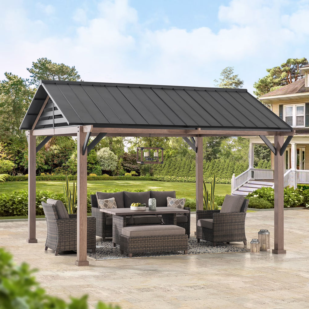 Black Galvanized Steel Hardtop Gazebo 13 x 13 ft. H8500