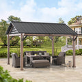 Black Galvanized Steel Hardtop Gazebo 13 x 13 ft. H8500