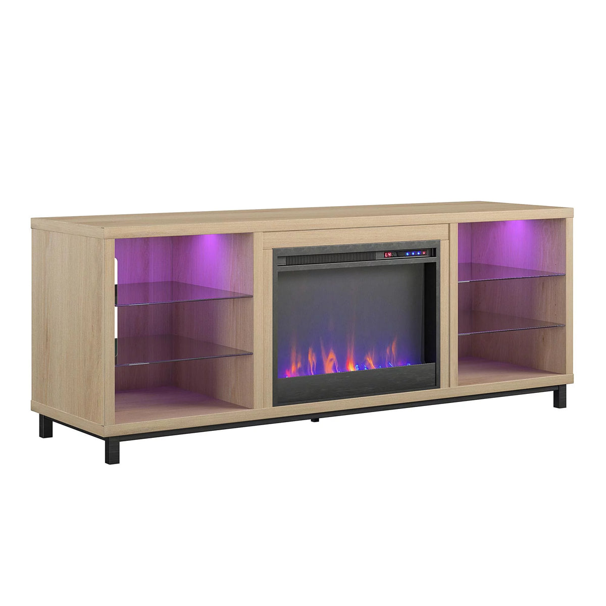 Blonde Oak Fireplace TV Stand W384