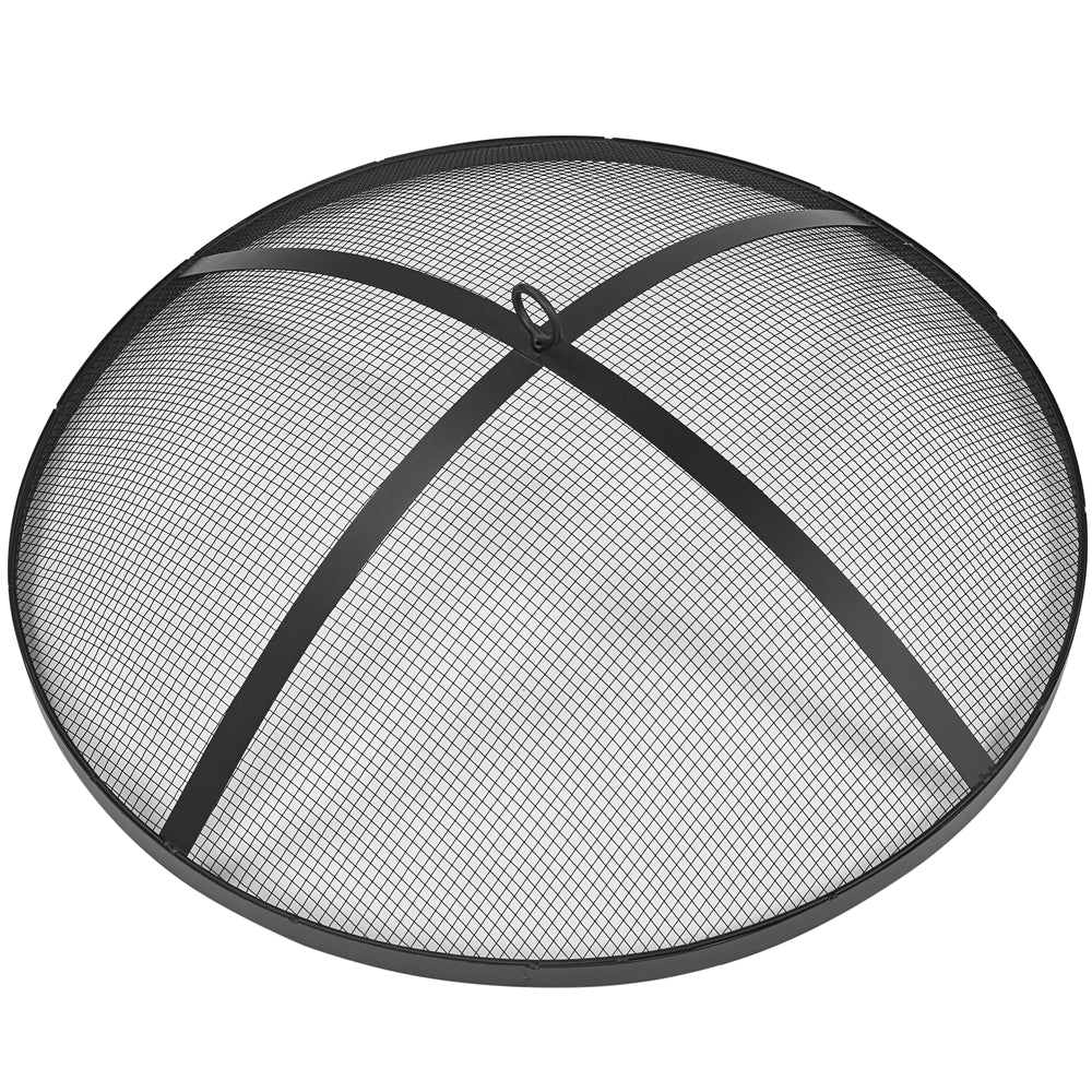Black Iron Fire Pit with Spark Screen and Wood Grate S71558