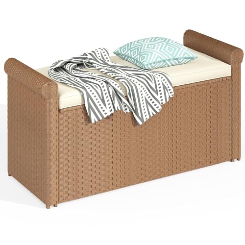 230 Gal Black All-Weather Wicker Outdoor Storage Box P43603
