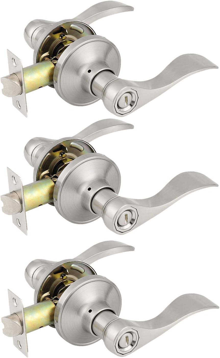 6 Pack Non-Locking Satin Nickel Door Lever Set C6018