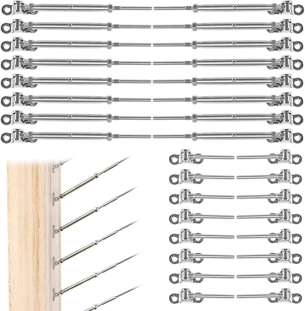 12Set Cable Railing Kit 1/8 T316 Stainless Steel Angle 180° Adjustable P9033