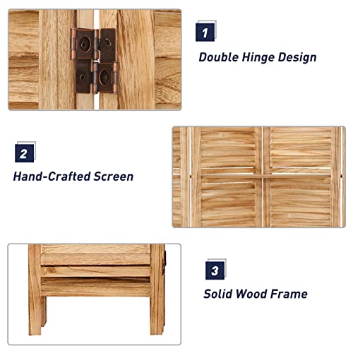4 Panel Wooden Room Divider with Shelves (Deep Brown) T594300