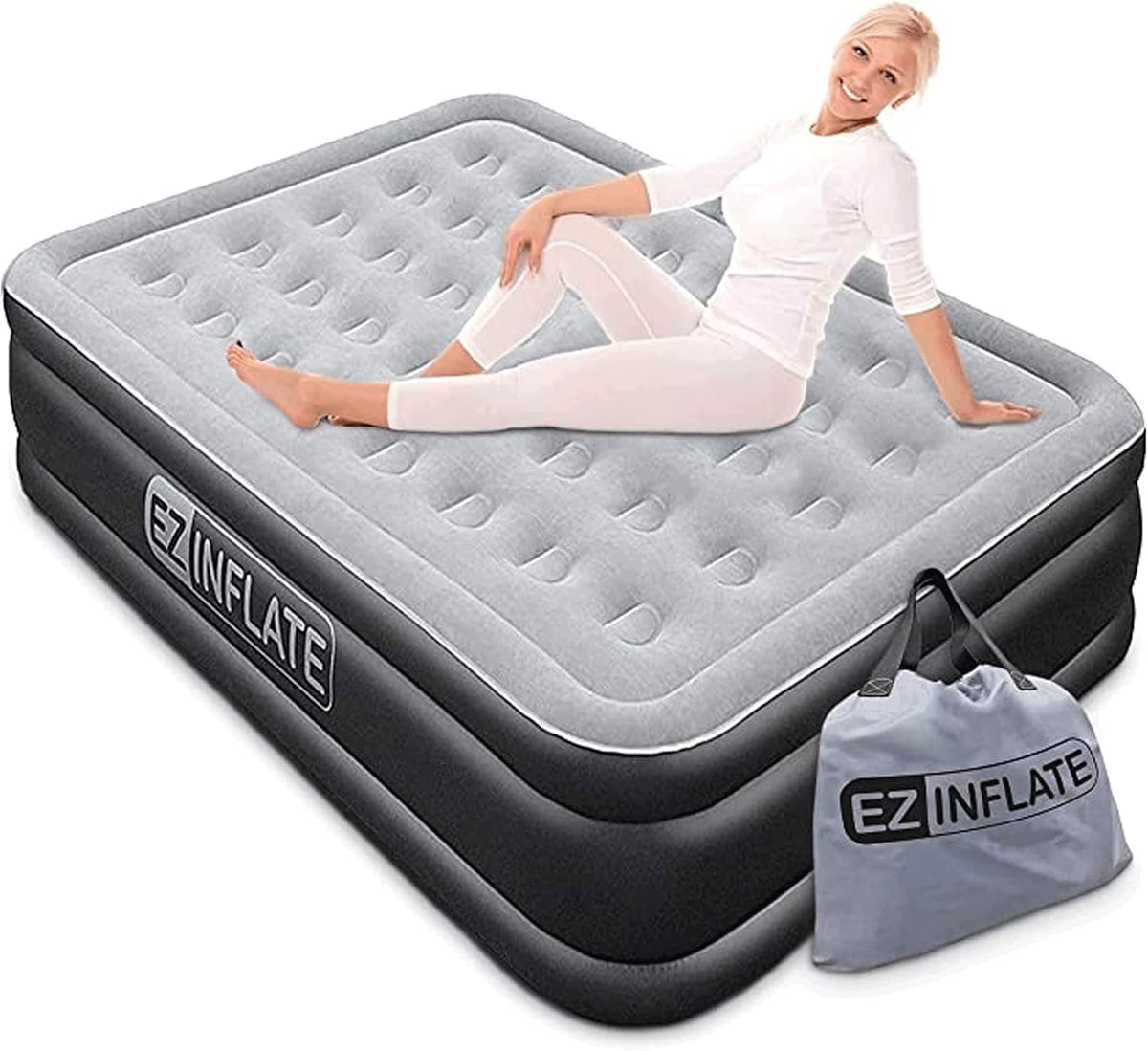 Twin Size Double-High Inflatable Air Mattress with Built in Pump N8800