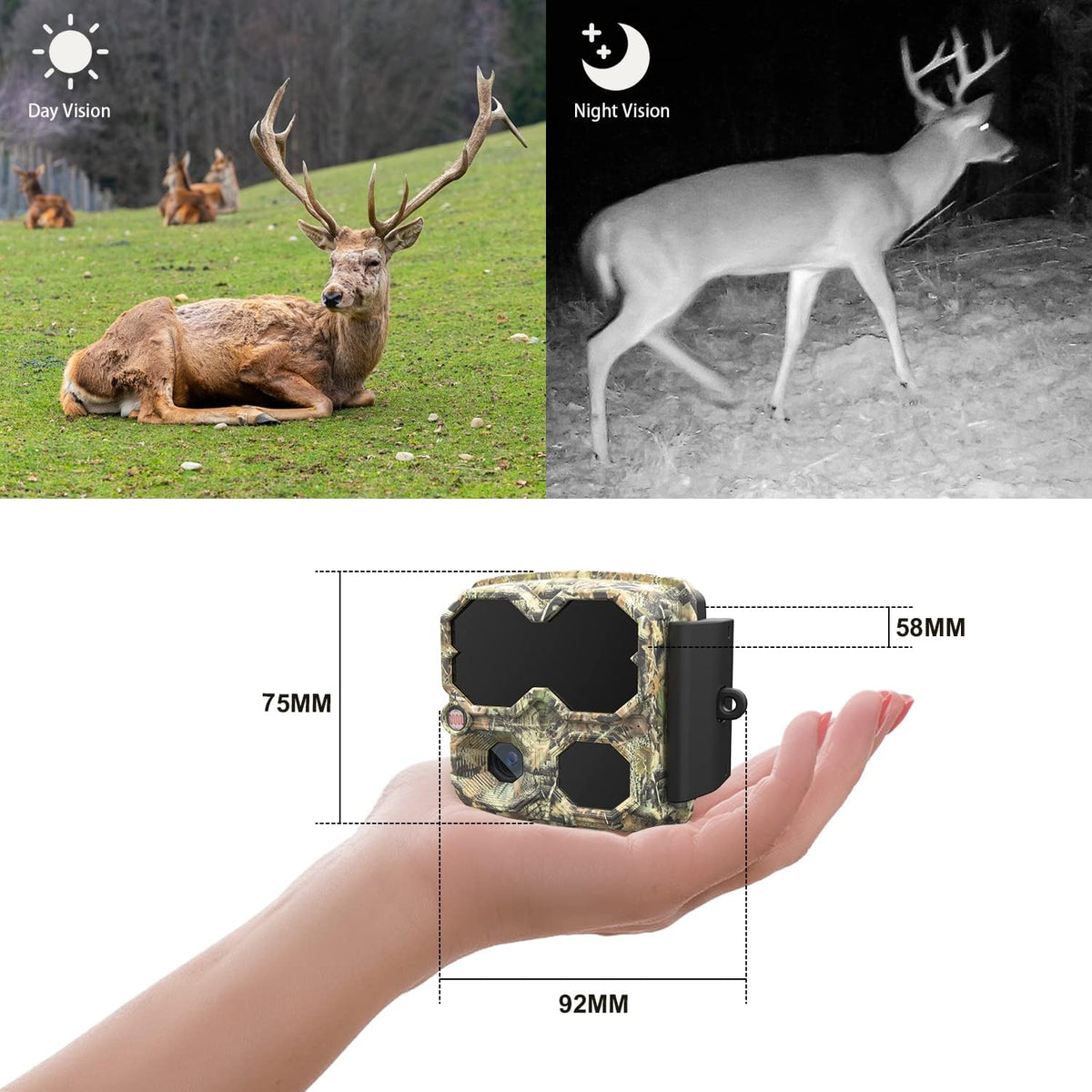Pack of 2 Mini 12MP 1080P Waterproof Game Camera with Night Vision Motion Activated Video Cam D5052