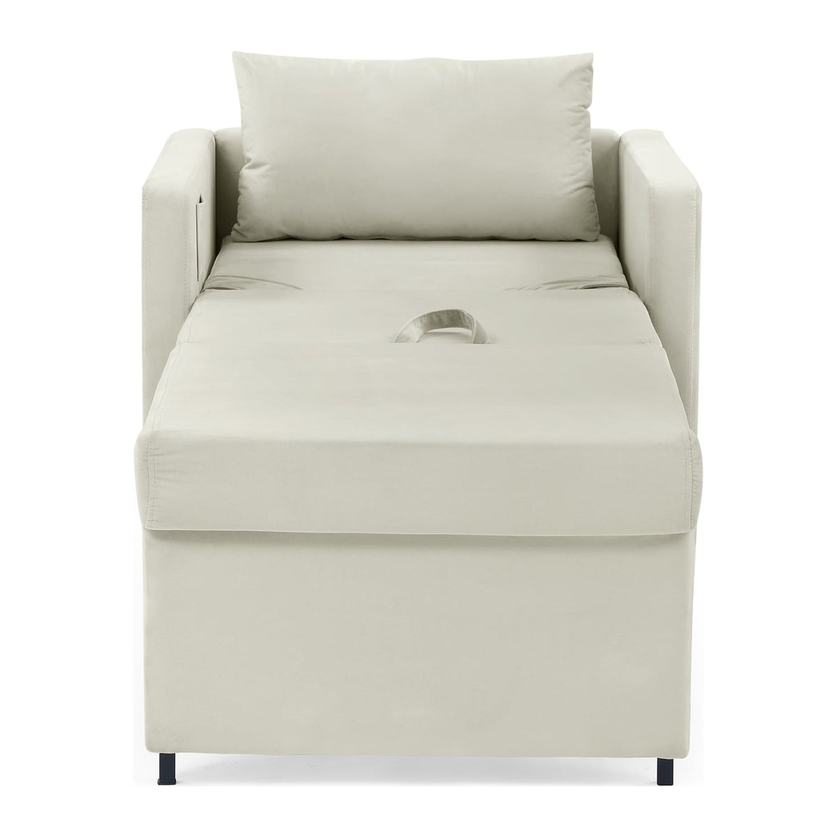 Beige Velvet Convertible Chair Bed B491