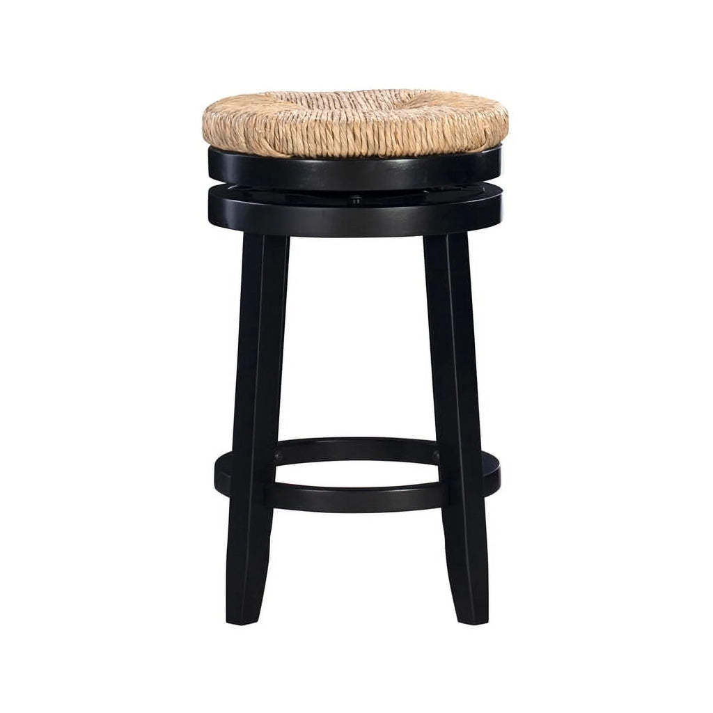 Black Wood Swivel Counter Stool Set of 2 Q78677