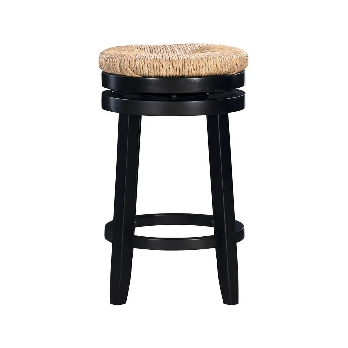 Black Wood Swivel Counter Stool Set of 2 Q78677