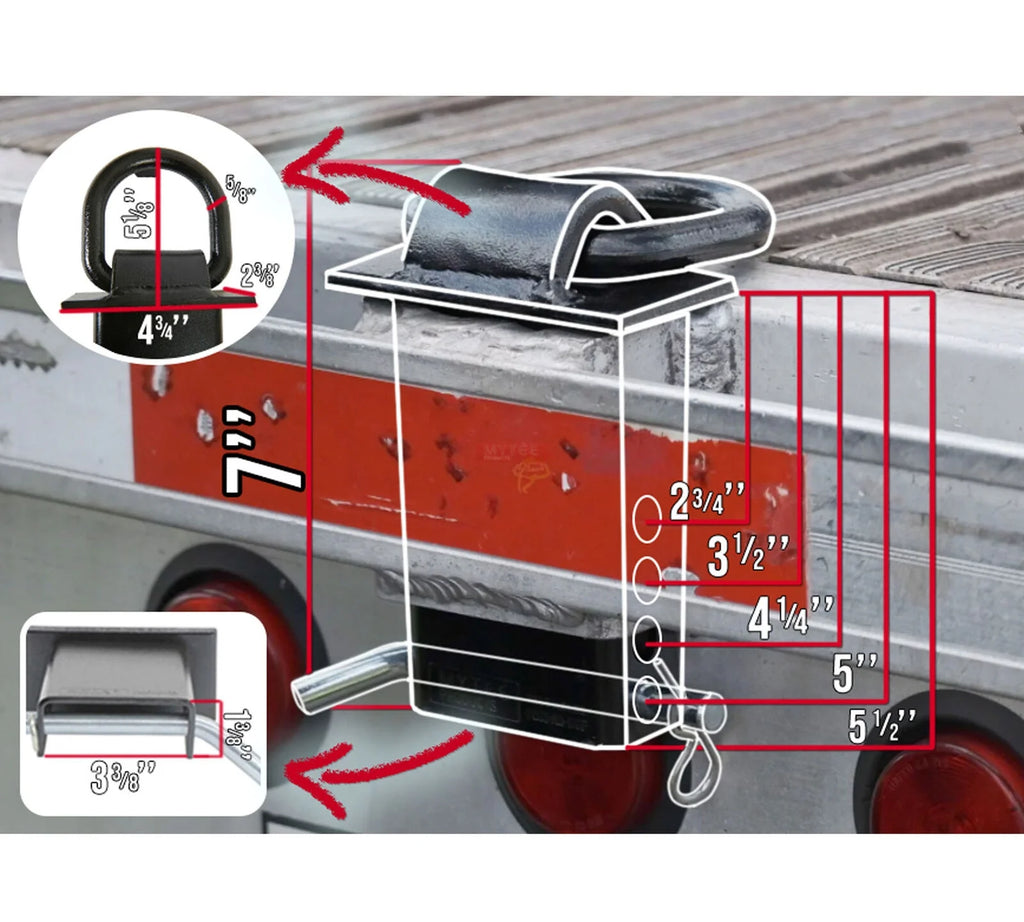 8 Pcs Removable Trailer Stake Pocket Tie Down D Ring Zinc Coated 5400 Lbs Load Limit Q928727