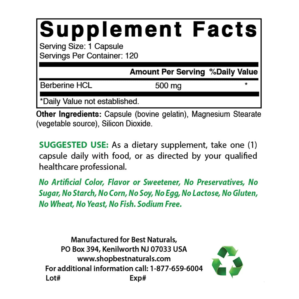 Berberine 500mg 120 Capsules 3 Pack M95289