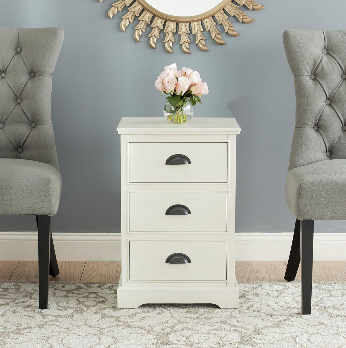 Grey 3 Drawer Side Table Q270