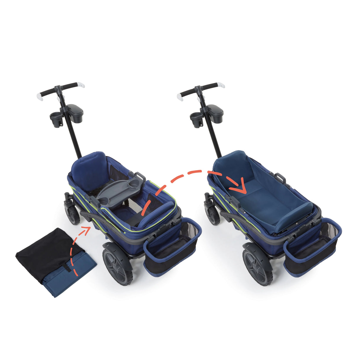 4-Seater Wagon Stroller with Rugged Wheels and Removable Canopy S358