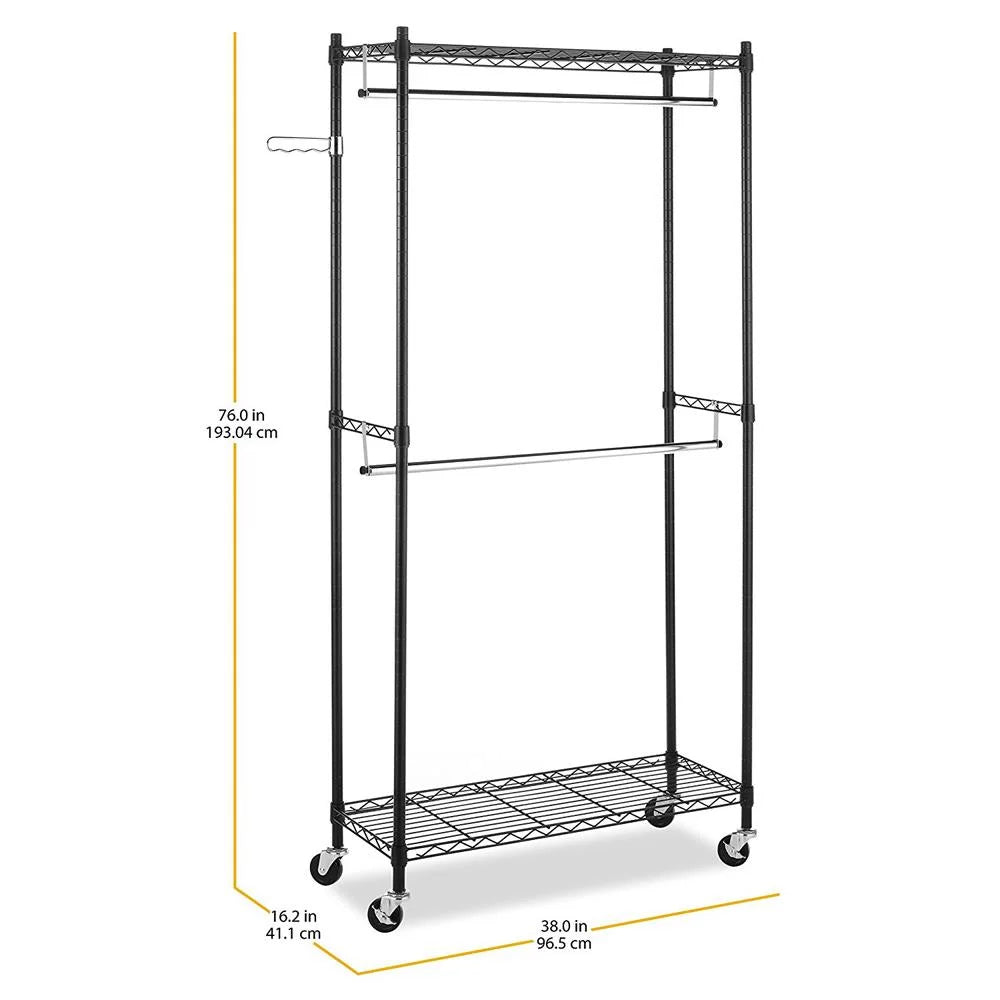 Heavy Duty Rolling Garment Rack Black J661