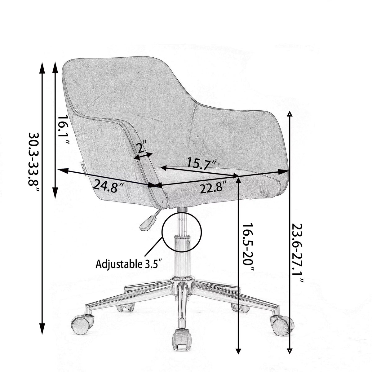 Aqua Light Blue Velvet Adjustable Height Office Chair O41275