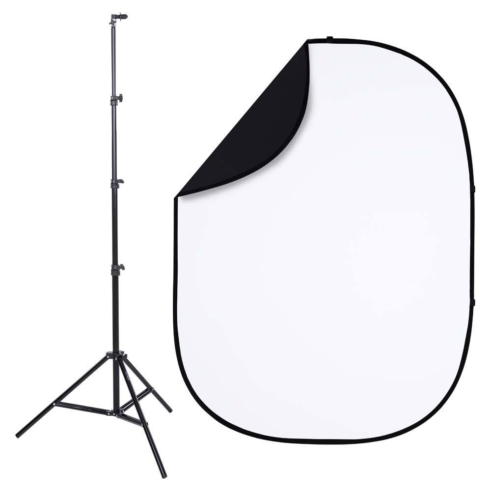 5x6.5' Pop-Up Reversible Background, Stand & Clip, Black/White W758