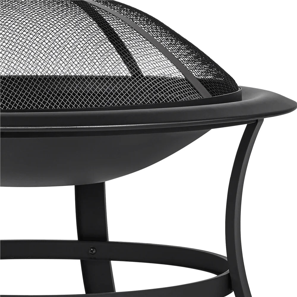 Black Iron Fire Pit with Spark Screen and Wood Grate S71558