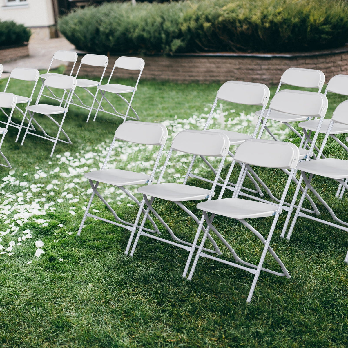 10 Pack White Stackable Plastic Folding Chairs Q486