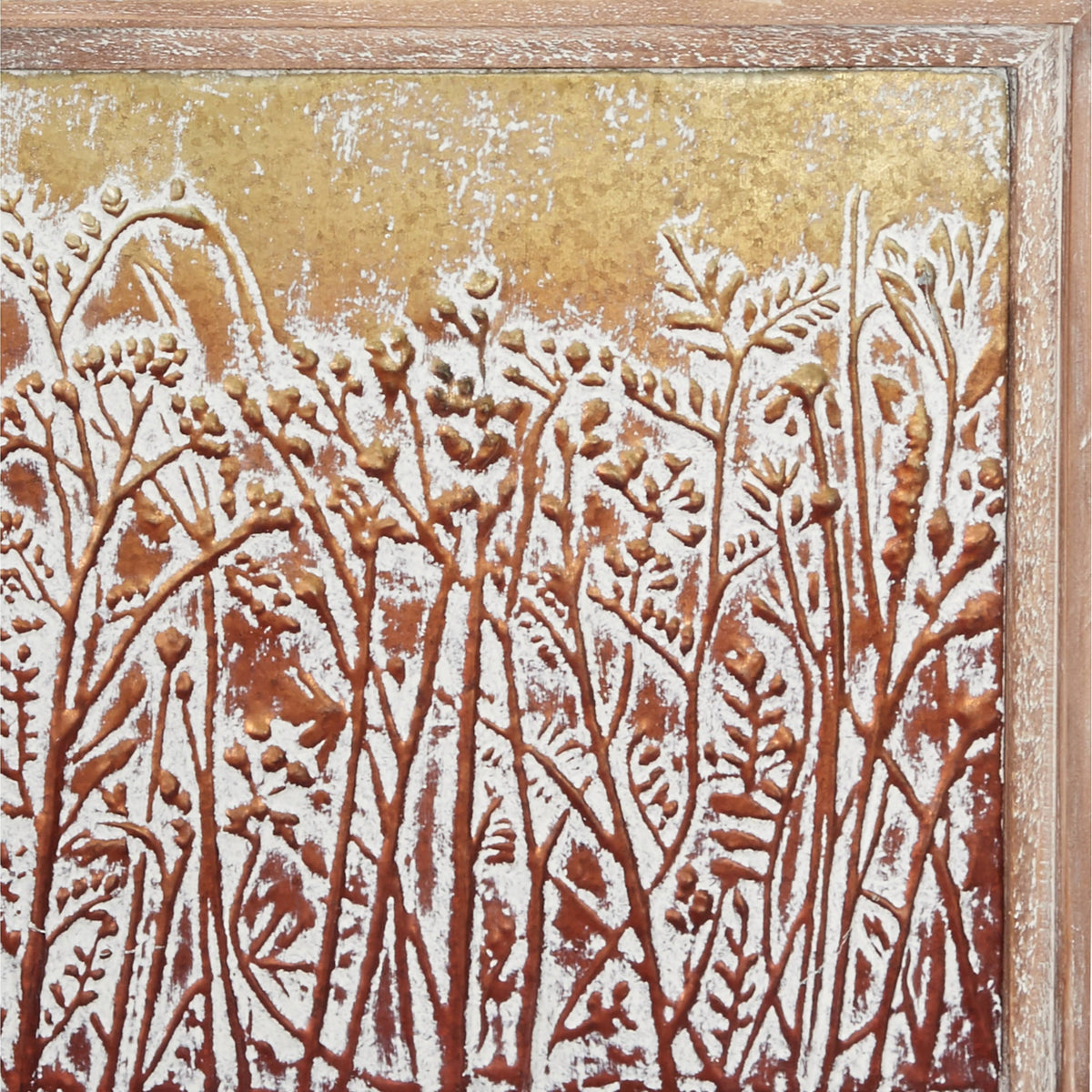 Metal Gold and Copper Embossed Botanical Floral Wall Decor Set of 4 V309832
