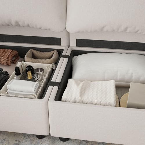 Light Grey 8 Seat U Shaped Sectional Sofa with Storage F4411