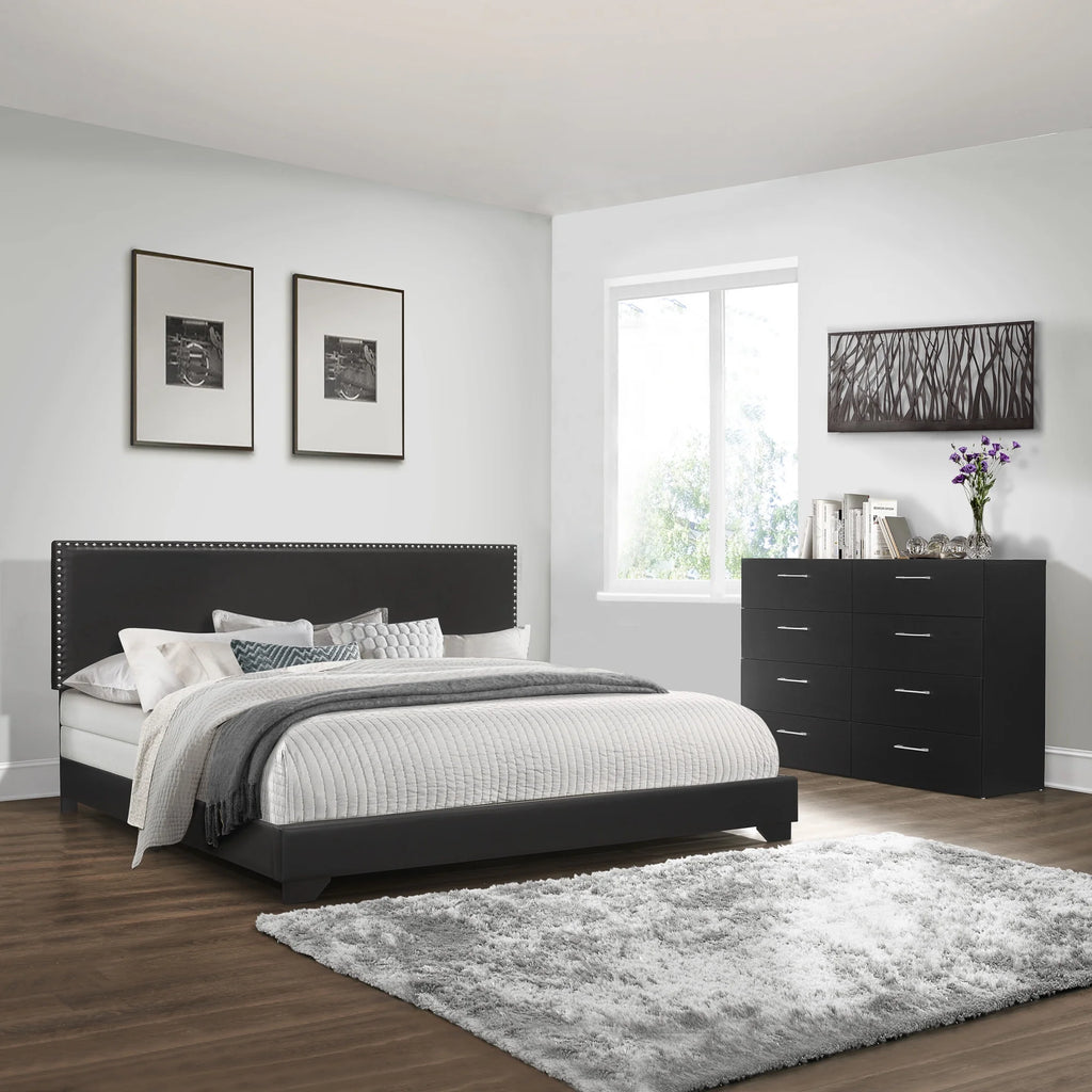 Charcoal Fabric Upholstered Queen Bed B1226