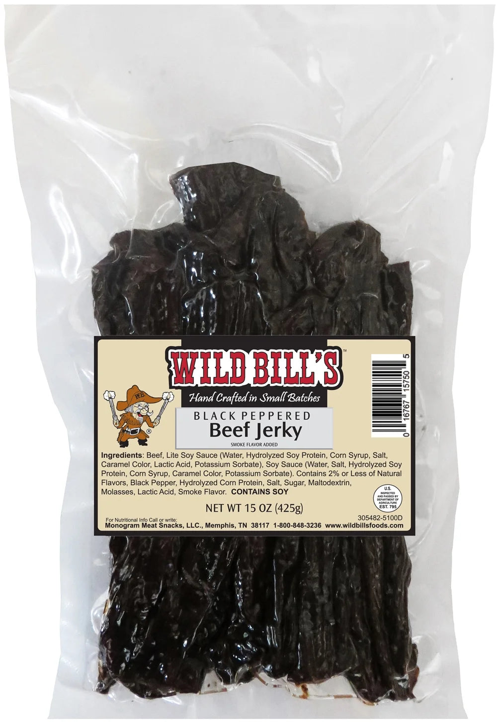 Black Peppered Beef Jerky Strips, 30-Count, 15-Ounce K8447