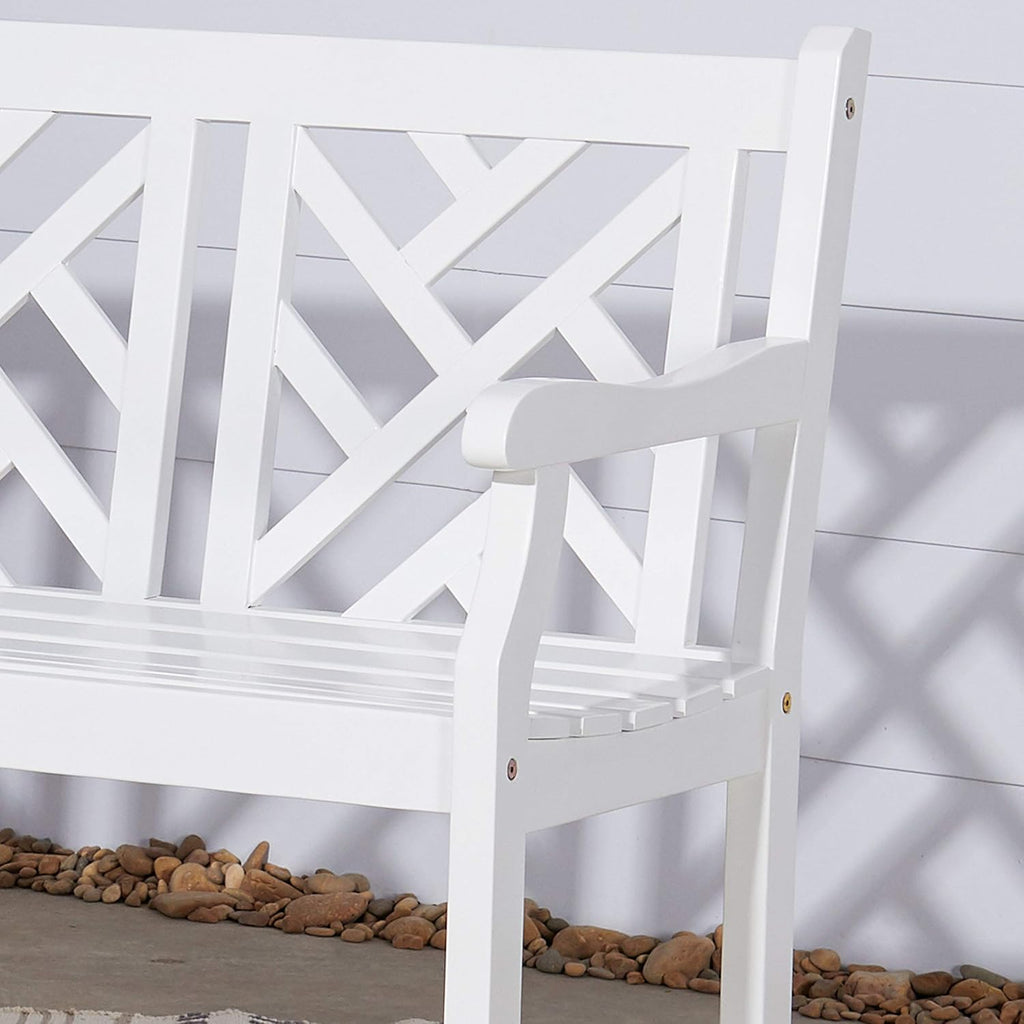 White Acacia Wooden Bench C31258