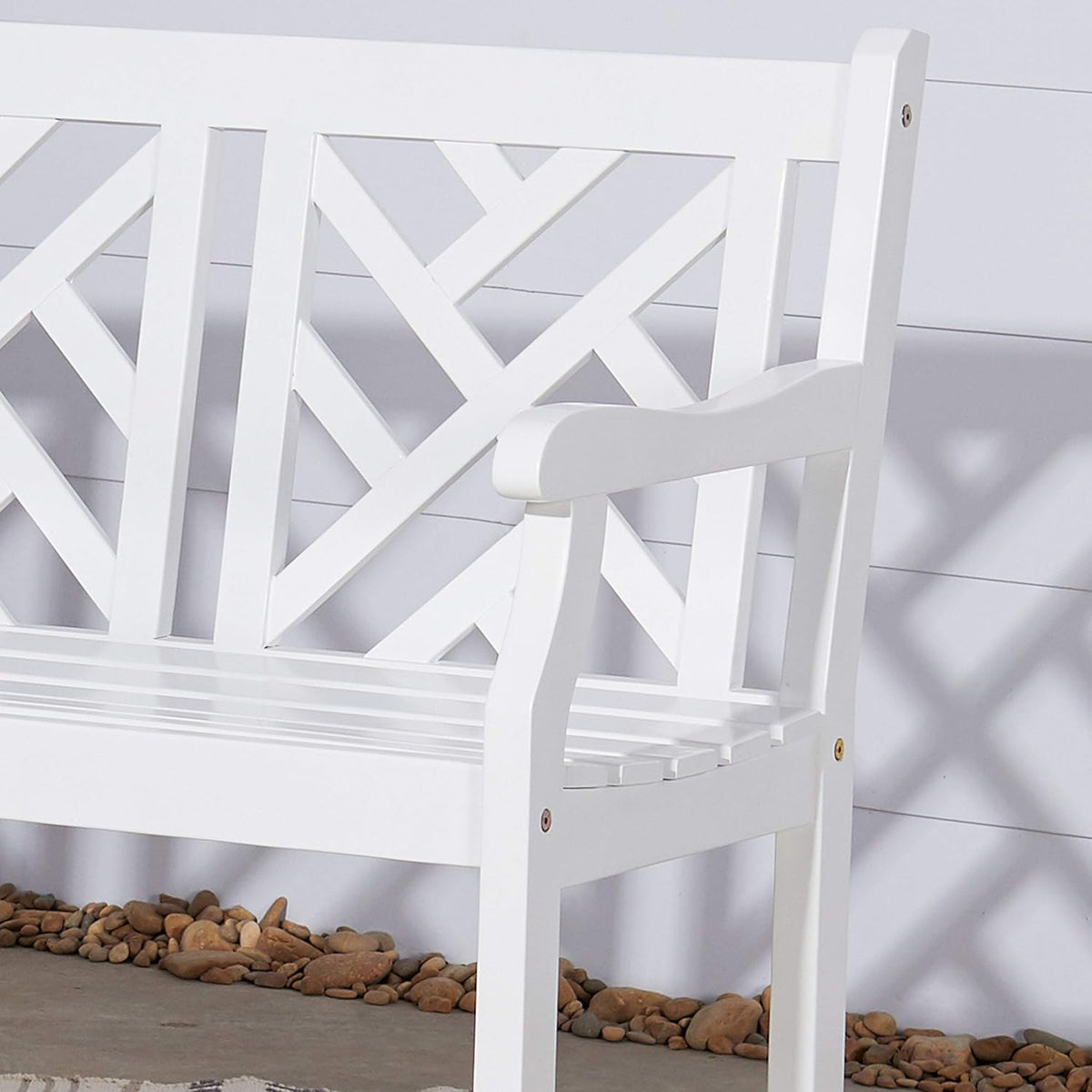 White Acacia Wooden Bench C31258