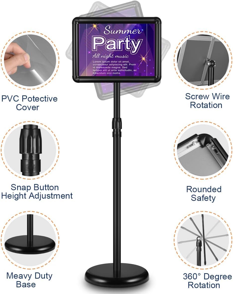 2 Pack Adjustable Sign Stand 8.5x11 Inch Black P668