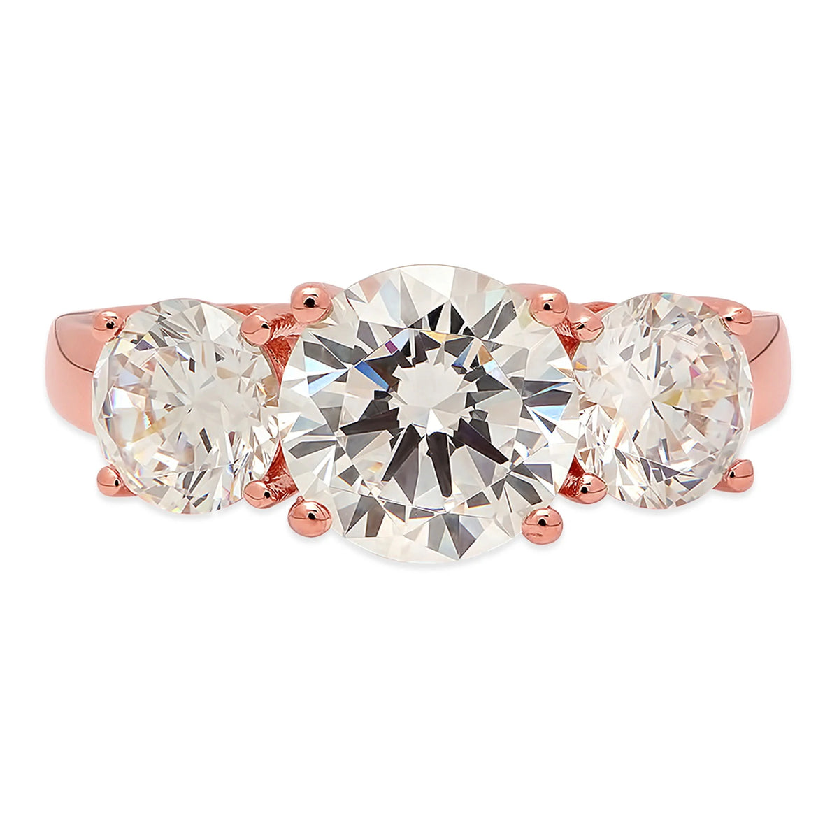 18K Rose Gold Three-Stone Diamond Engagement Ring C987126