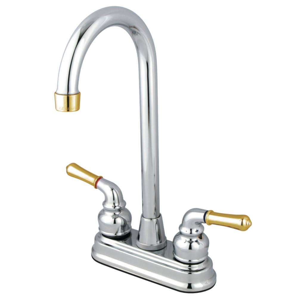 Chrome & Polished Brass Bar Faucet with Lever Handles N291718