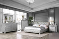 Contemporary Silver Solid Wood 5pcs Bedroom Set O6467