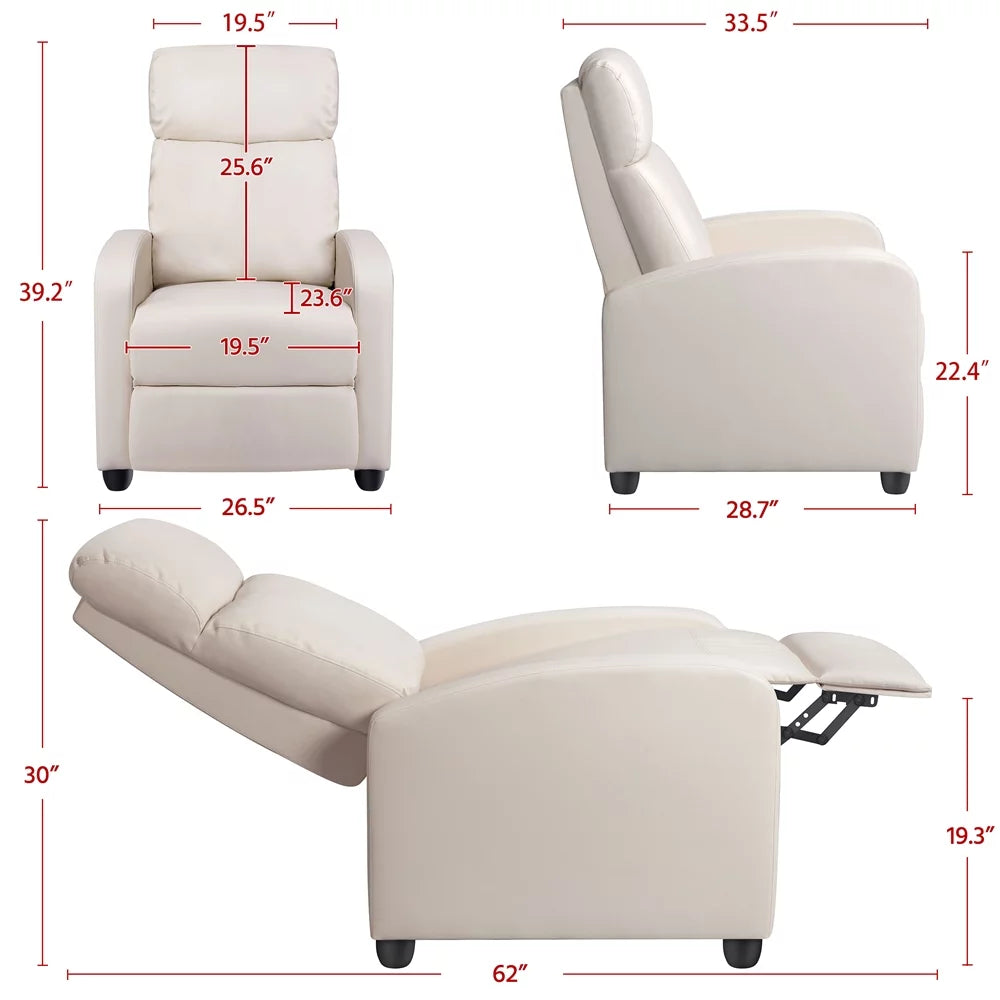 2pcs Beige Recliner Chair with Pocket Spring B6549