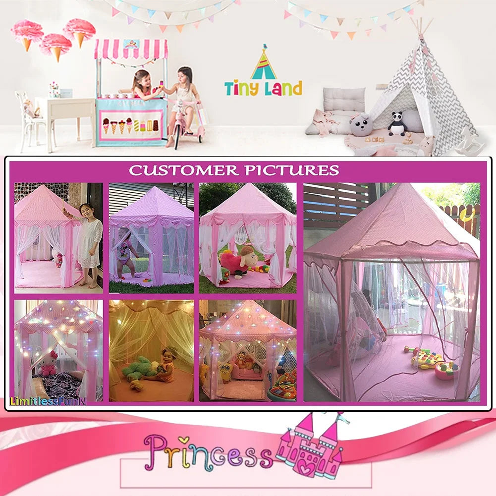 Pink Castle Play Tent with Led Lights H87397